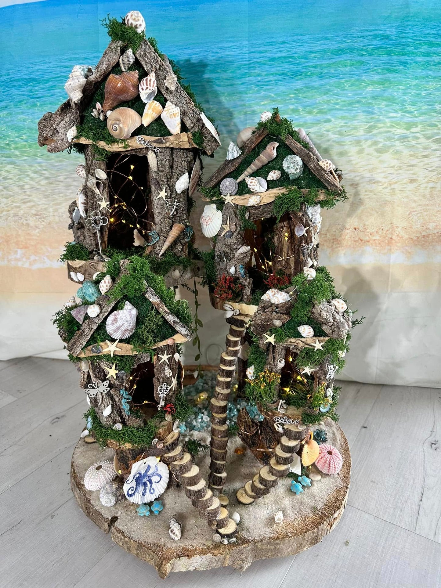 Mermaid House Huge Beach Fairy House Ocean Fairy Garden Seashell Fairy House Mermaids Fairy House