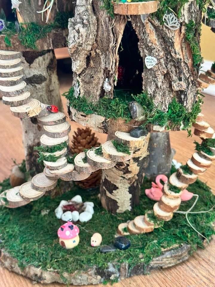 Fairy House Handmade Triple Houses Fairy Garden Fairy House In The Garden House Fairy Garden