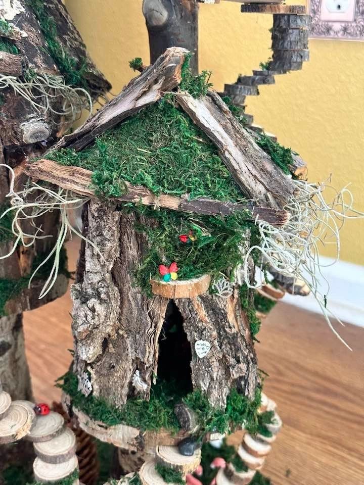 Fairy House Handmade Triple Houses Fairy Garden Fairy House In The Garden House Fairy Garden