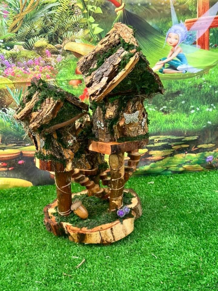 Miniature Triple Fairy House Fairy Garden With Lights Irish Fairy Houses