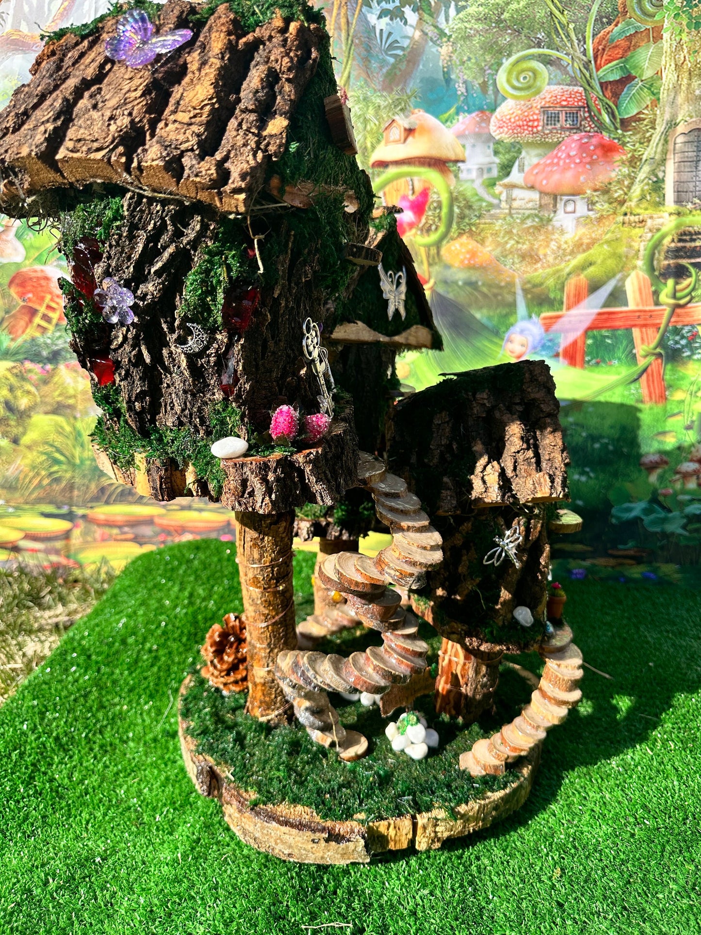 Fairy House fully decorated with furniture and lights