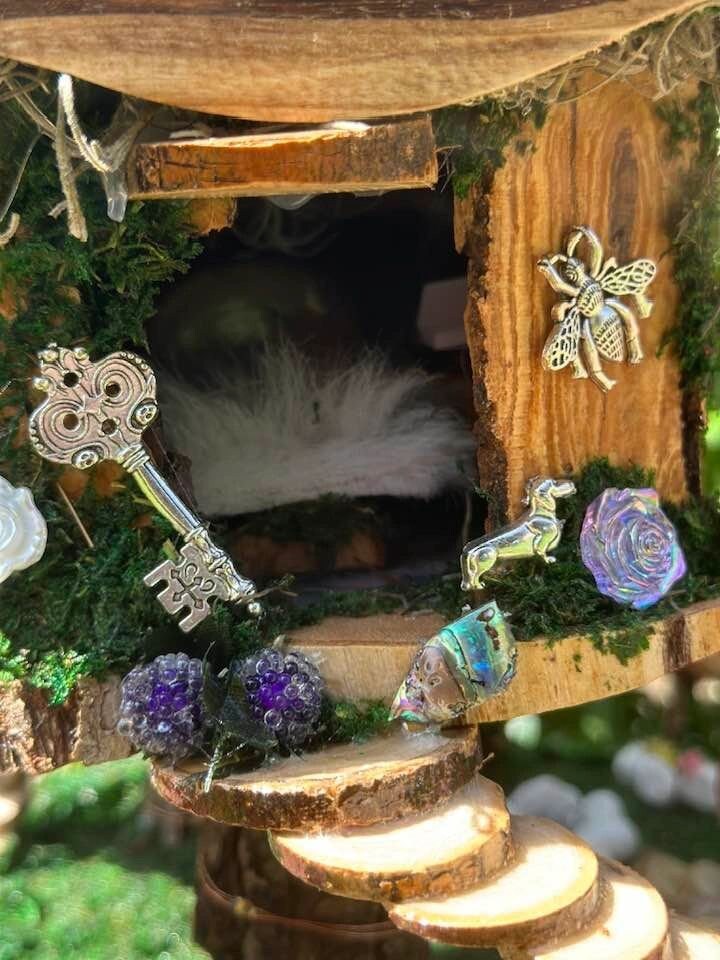 Triple Fairy House Large Fairy / Pixie House Fully Decorated And Lights Fairy Garden Houses