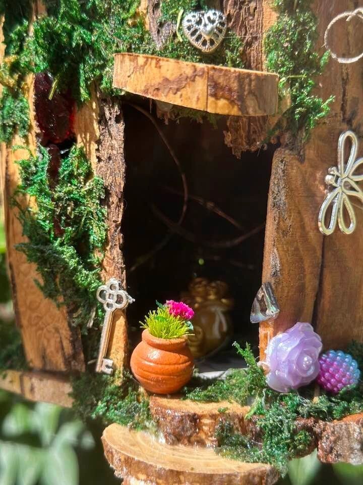Triple Fairy House Large Fairy / Pixie House Fully Decorated And Lights Fairy Garden Houses