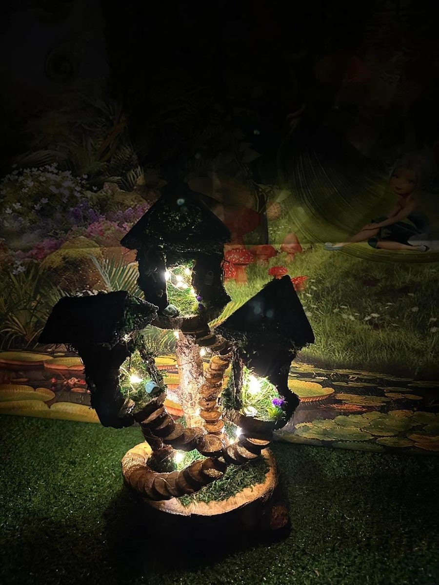 Medium Size Handmade Fairy House Very Detailed With Lights Fairy Garden Houses
