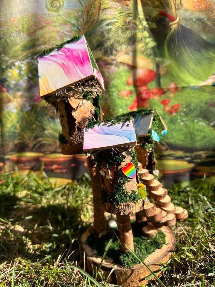 Pride Rainbow Handmade Fairy House With Lights Fully Decorated House Fairy Garden
