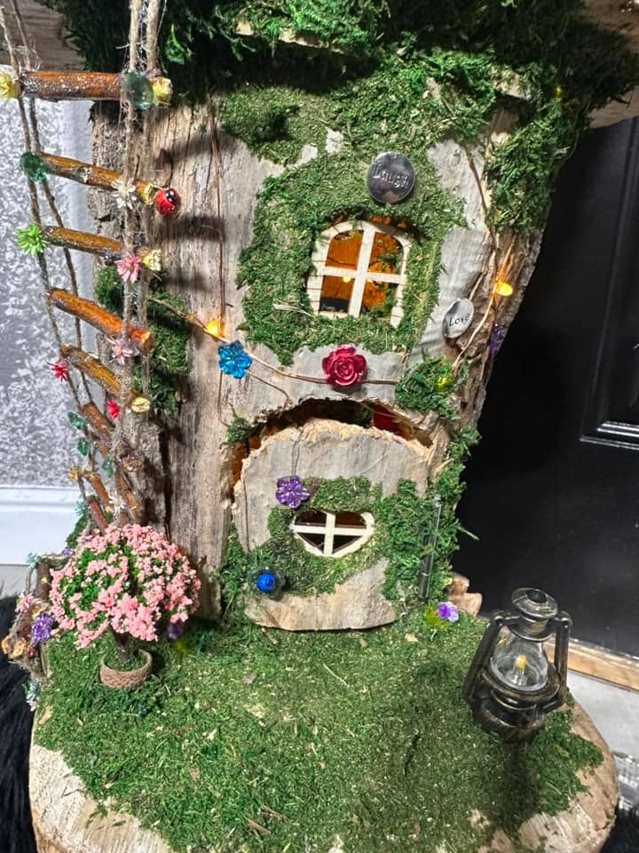 Huge Fairy House Dollhouse Tree Over 400 Fairy Attractions, Large Fairy Garden Features, Charms, Furniture, Fairies And Fairy Lights In & Out One Of A Kind