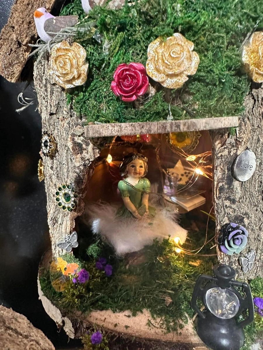 Stunning Triple Fairy House Doll House Fully Decorated With Fairies Furniture And Lights Fairy House In The Garden