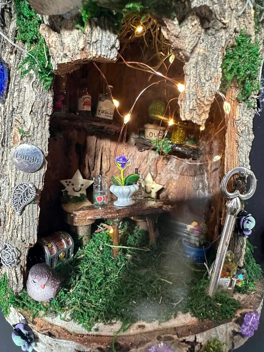 Stunning Triple Fairy House Doll House Fully Decorated With Fairies Furniture And Lights Fairy House In The Garden