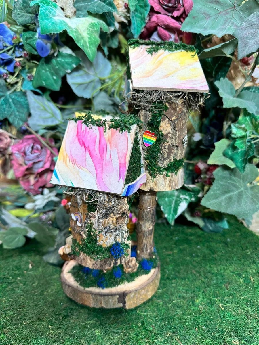 Miniature Fairy House Fully Decorated And Has Lights Fairy Accessories Night Light Handmade Fairy Houses Dollhouse Garden