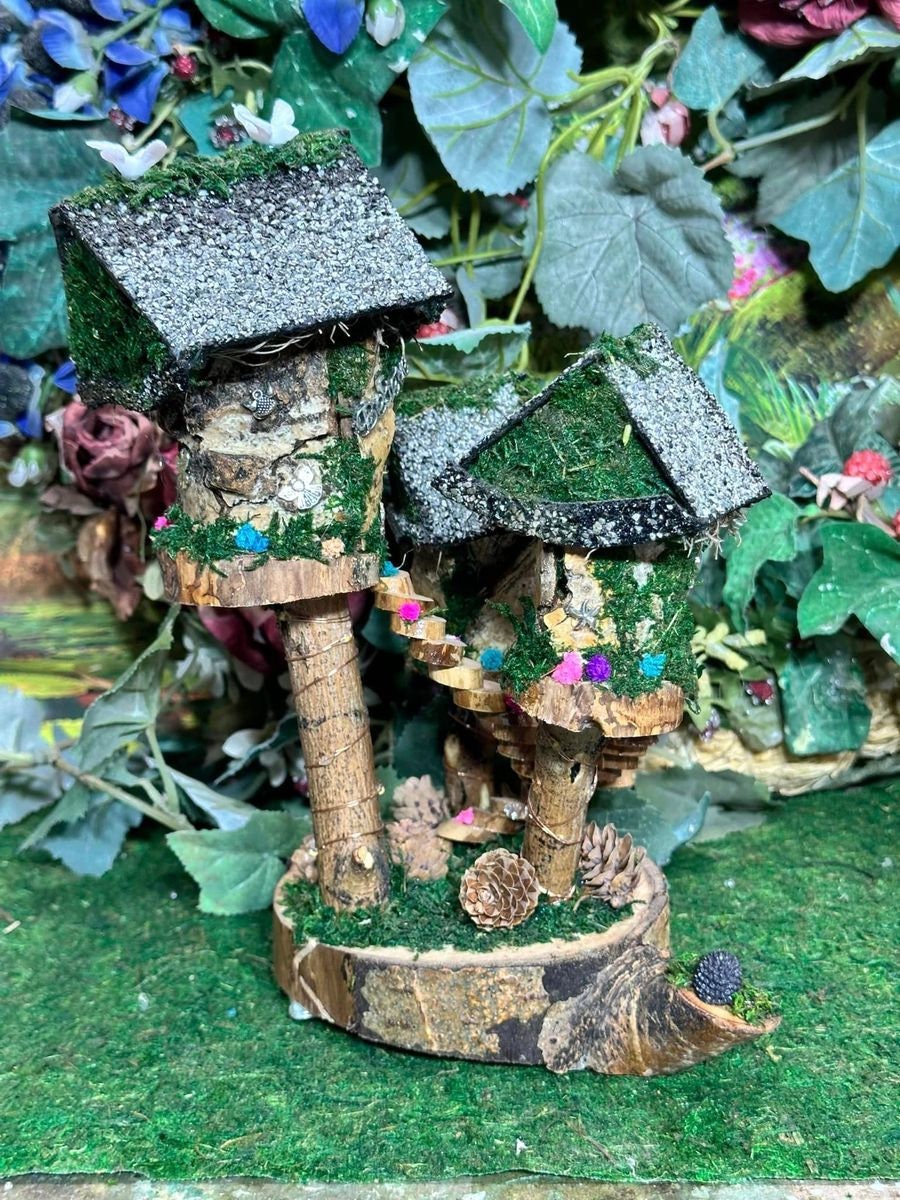 Fairy House With Magical Fairies Fully Decorated And Has Lights Fairy Night Light Fairy Garden Houses