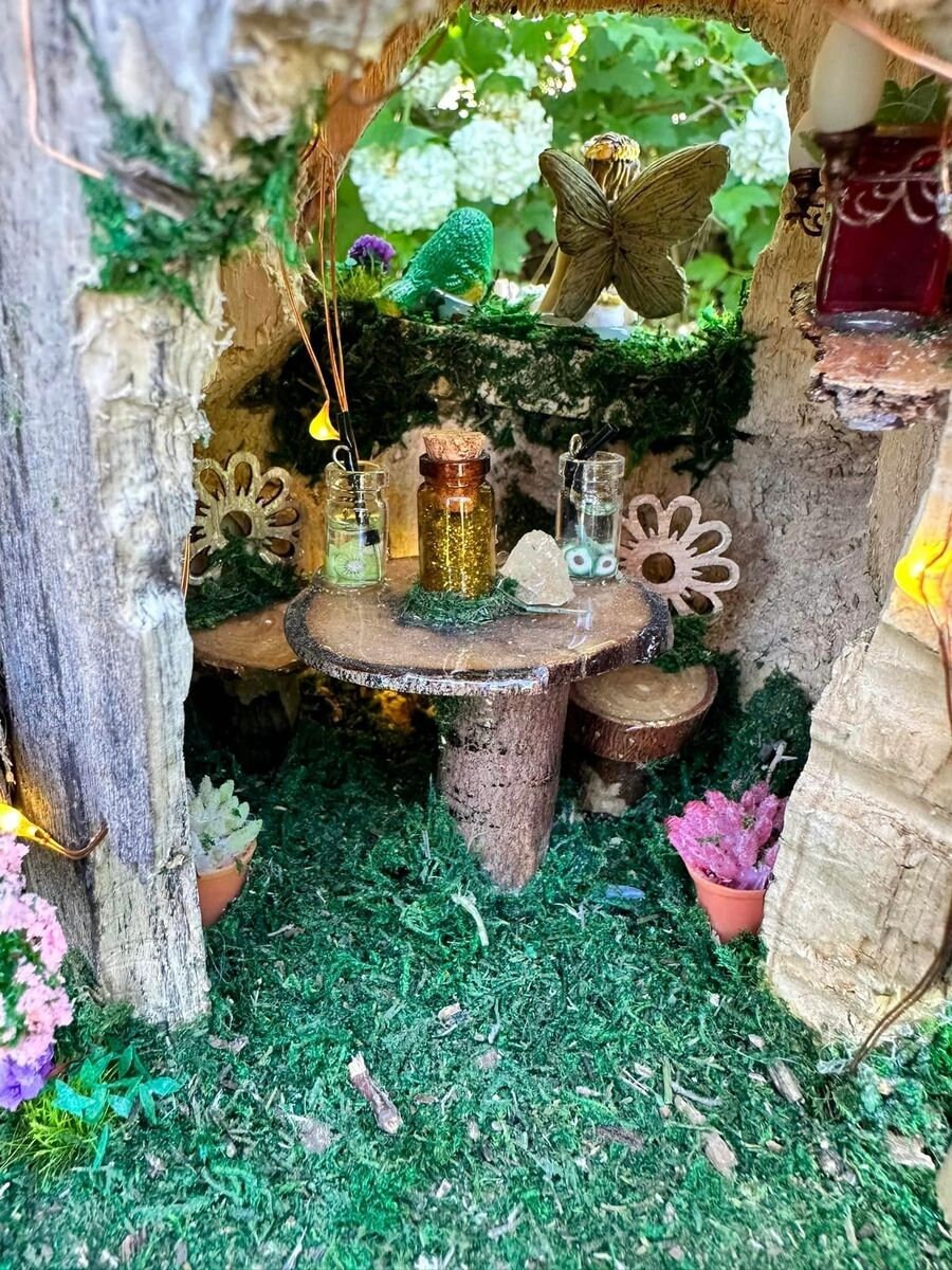 Fairy House Tower Fairy Garden Fully Decorated With Lights Dollhouse Gnome House Elf House