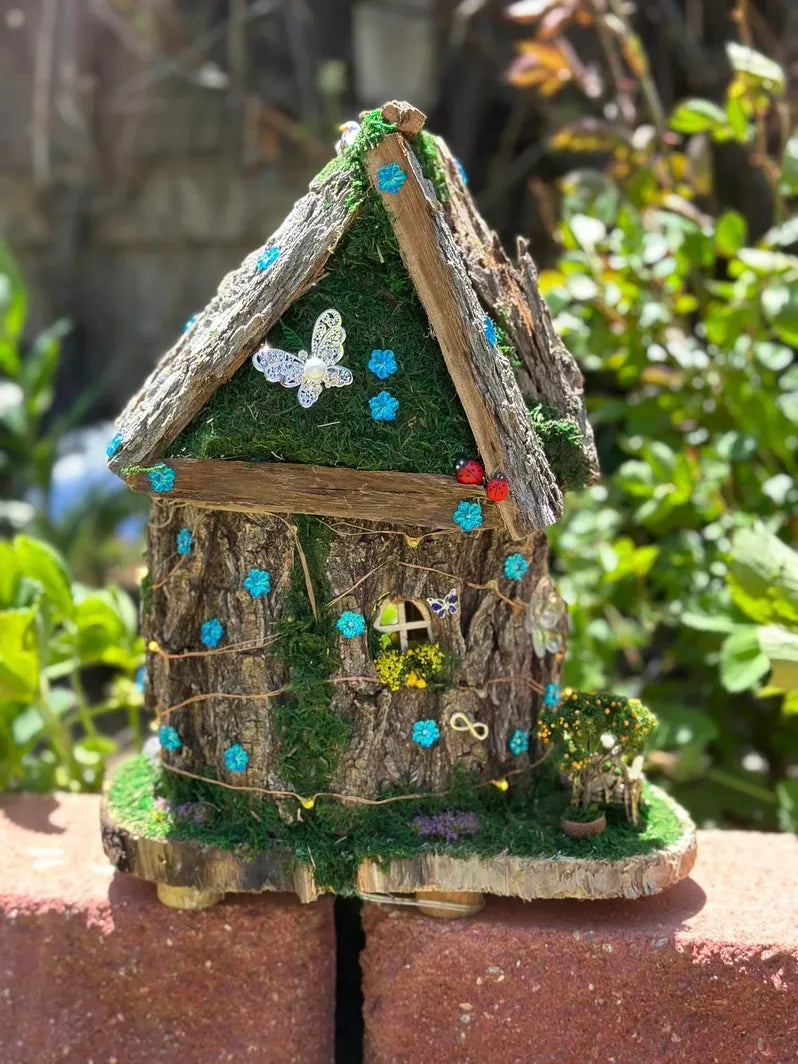 Large Handmade Fairy House Fully Decorated And Has Lights House Fairy Garden