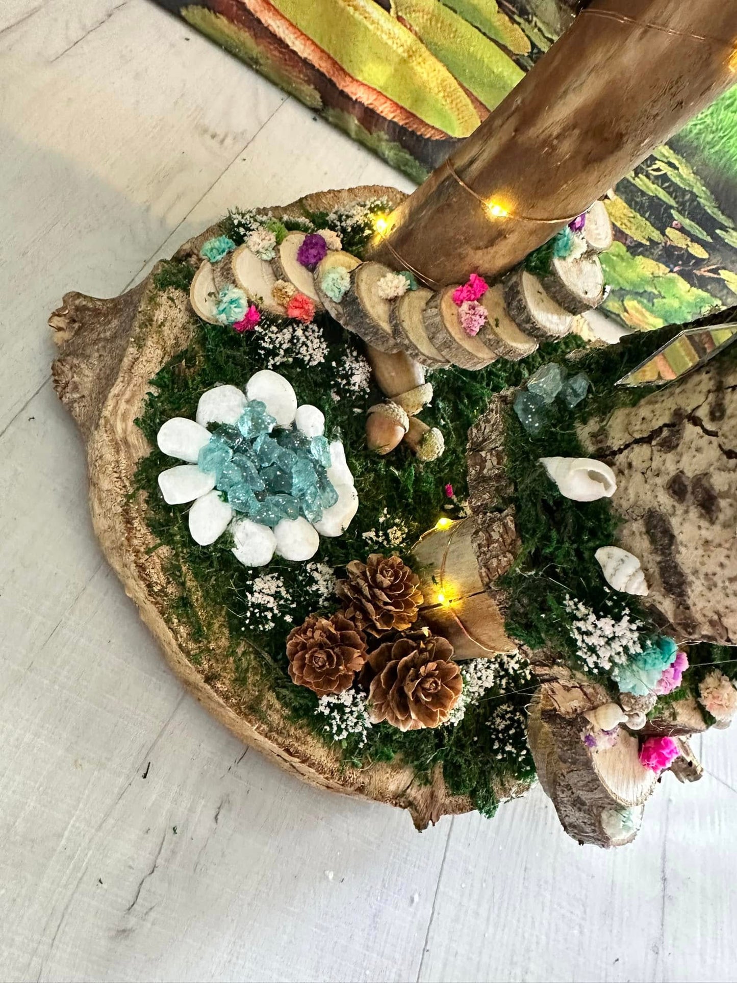 Handmade Fairy House With Seashell Accents And Fairy Lights