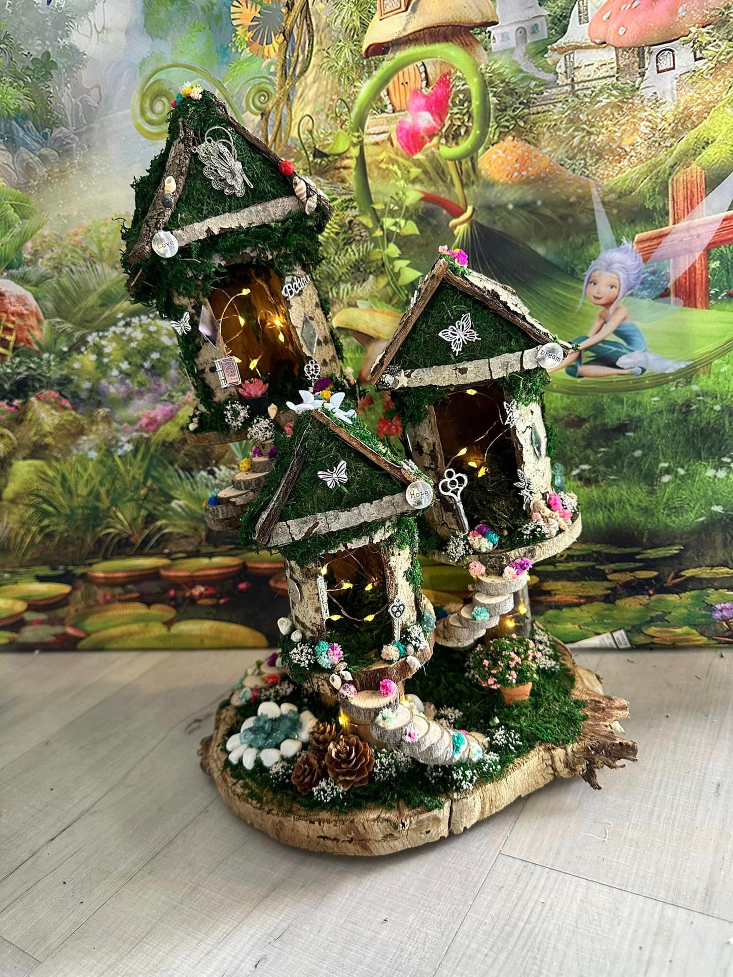 Beautiful Fairy House With Seashells and Lights