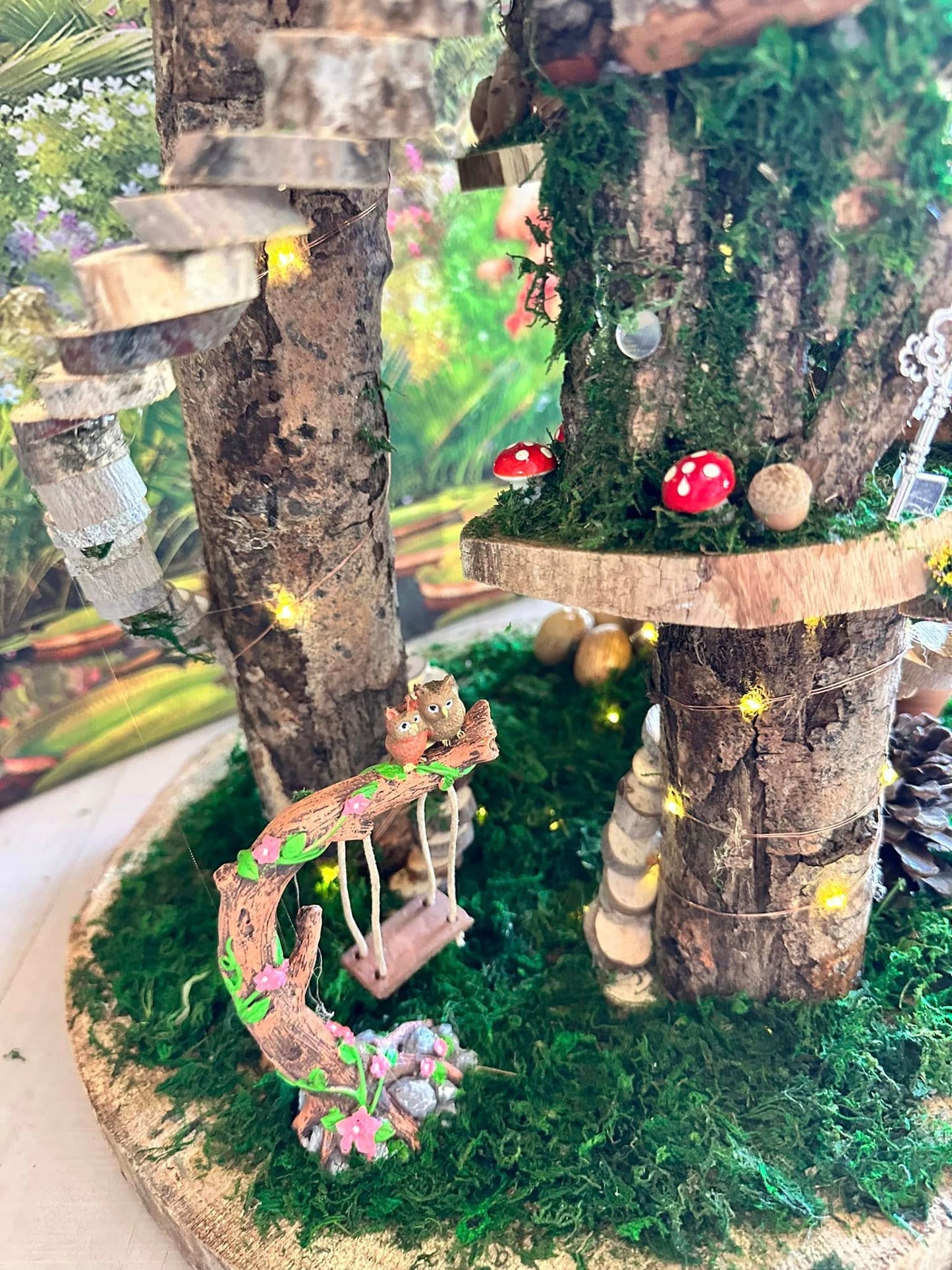 Large Handmade Fairy House Must See. Has lights!