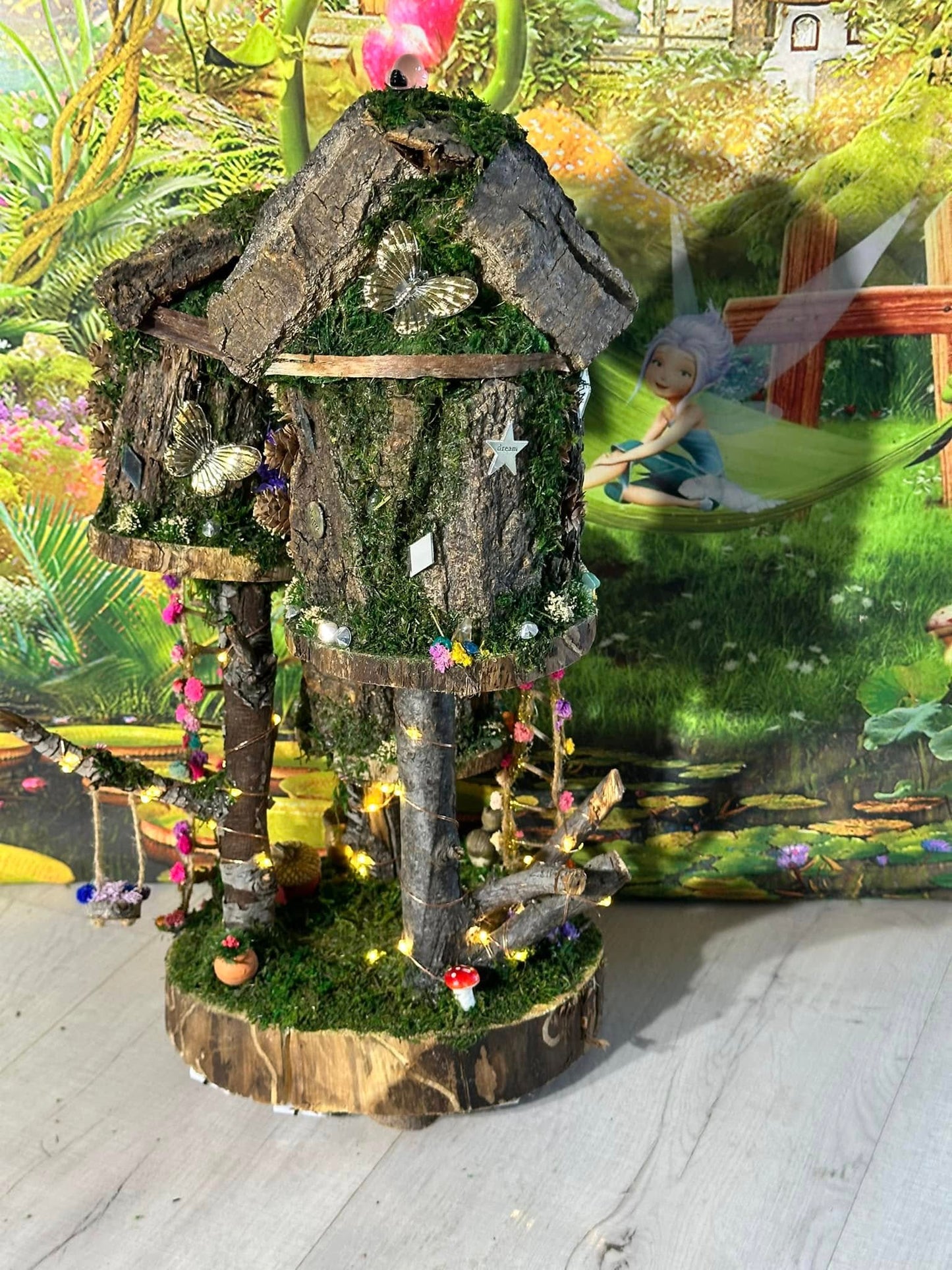 Easter Garden Fairy House for Easter Village for Kids Fully Decorated With Lights