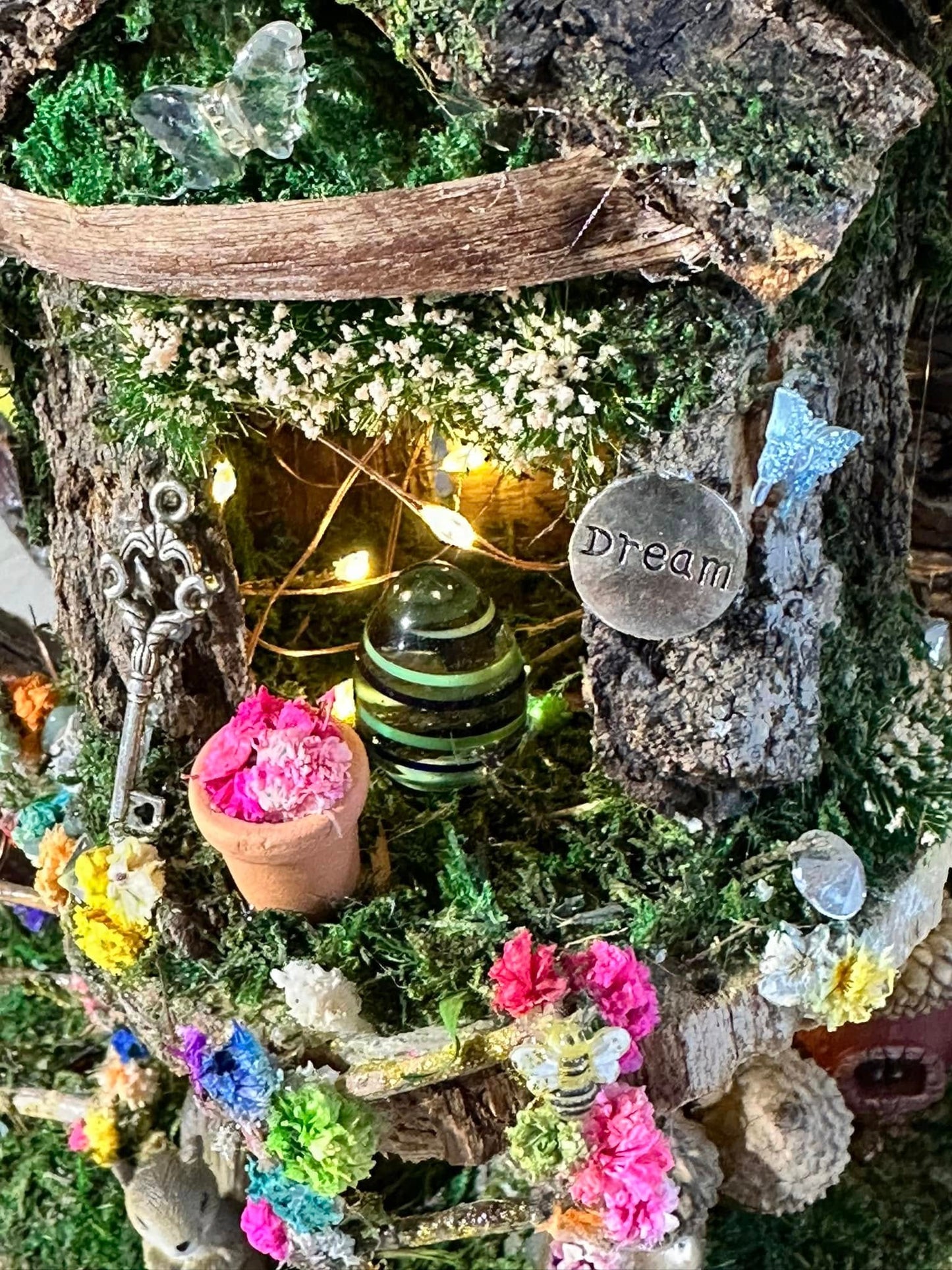 Easter Garden Fairy House for Easter Village for Kids Fully Decorated With Lights