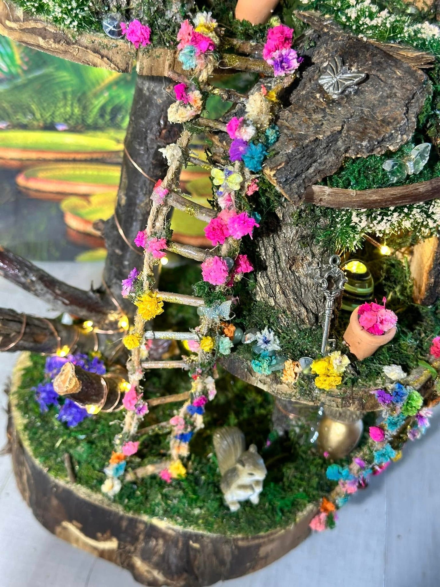 Easter Garden Fairy House for Easter Village for Kids Fully Decorated With Lights