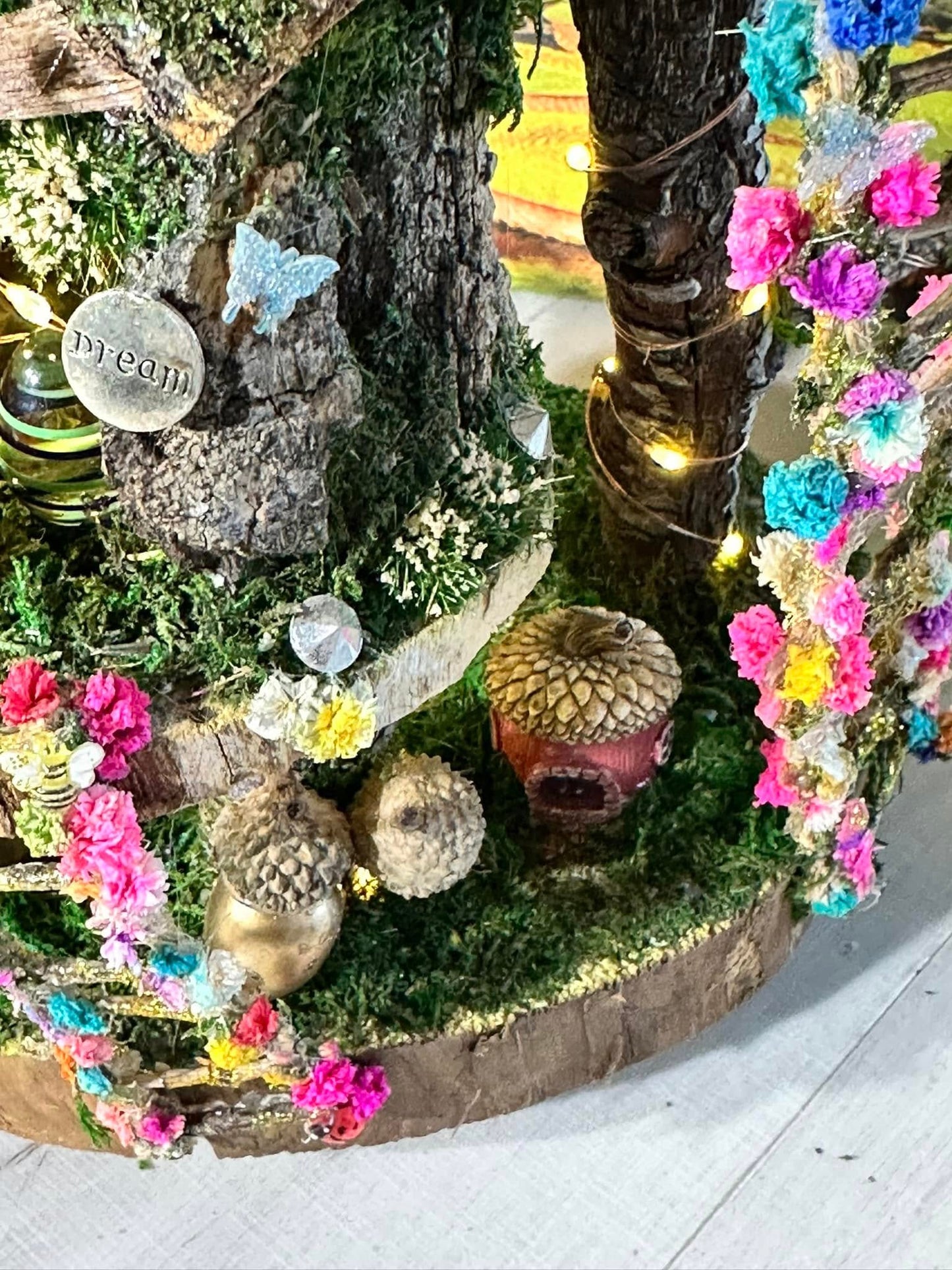 Easter Garden Fairy House for Easter Village for Kids Fully Decorated With Lights