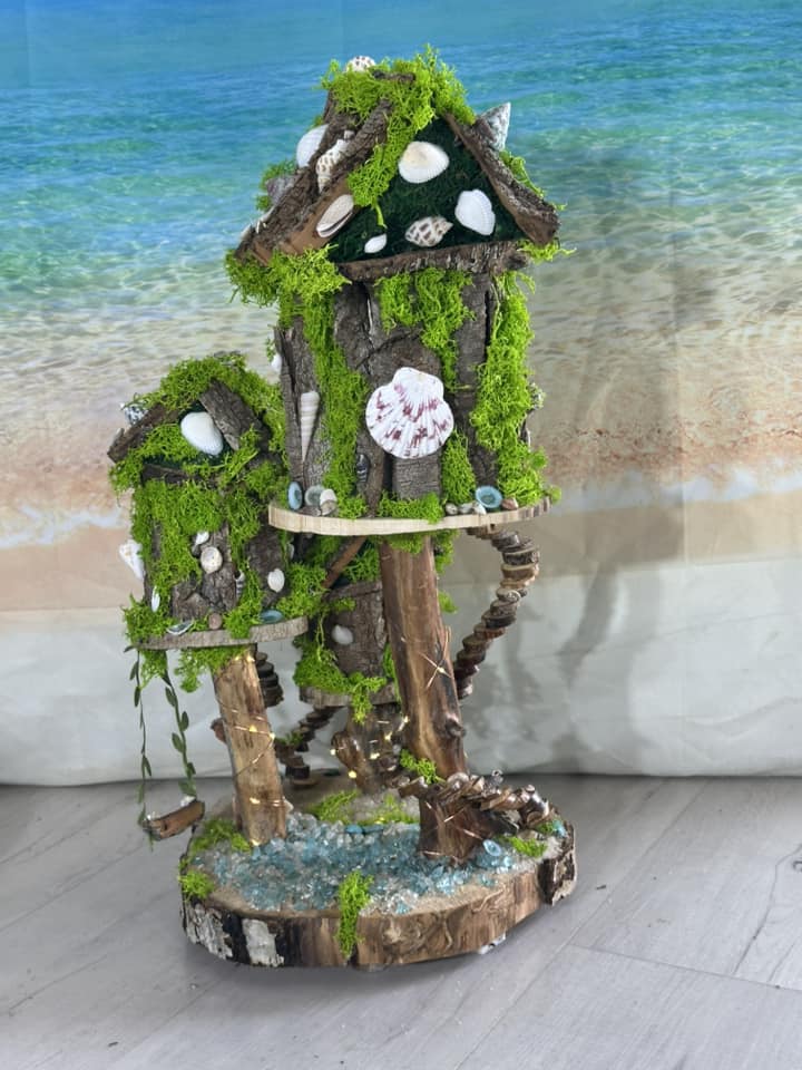 Touch Of Nature Nautical Lighthouse Miniature Fairy Garden Decoration With Seashells