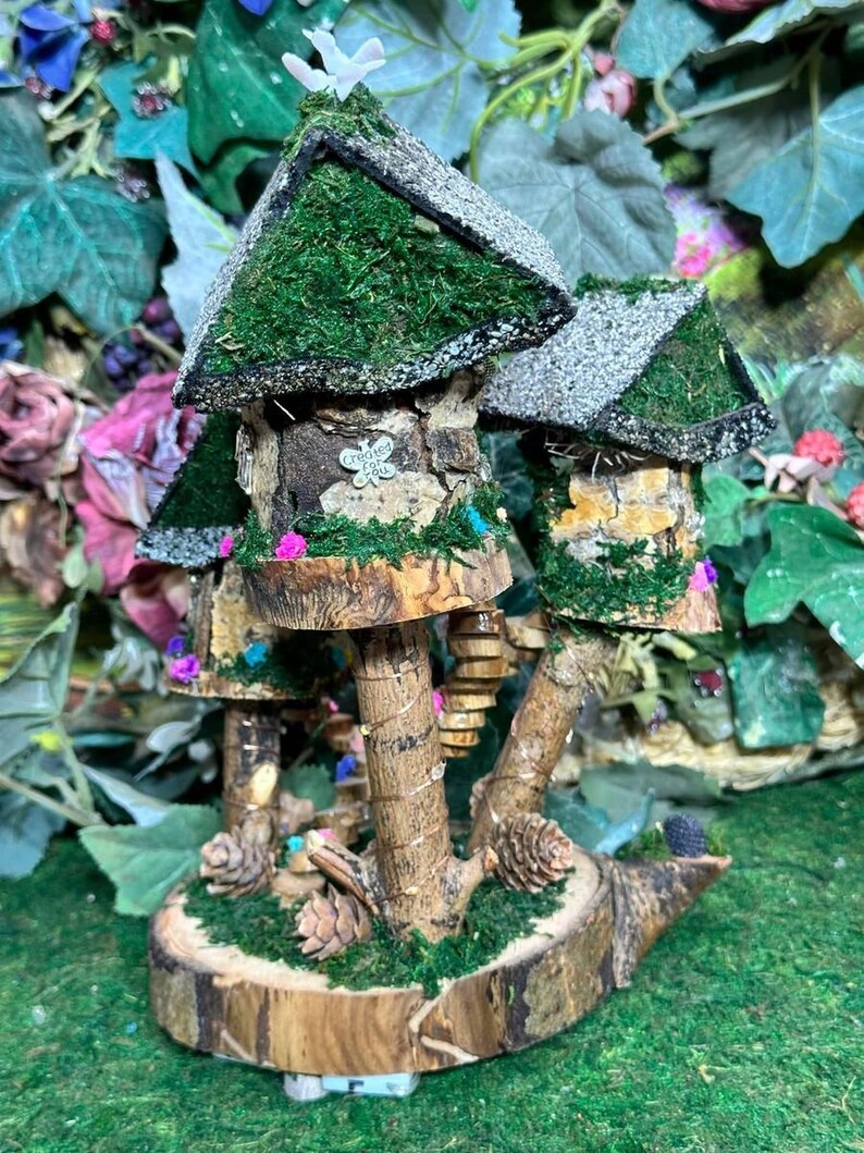 Fairy House With Magical Fairies Fully Decorated And Has Lights Fairy Night Light Fairy House Handmade Handmade Fairy House