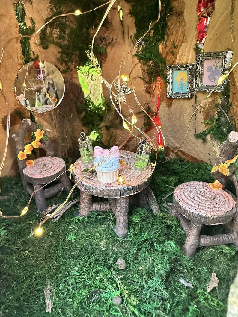 Huge Large Handmade Fairy House Fully Decorated Furnished And Lights(One Of A Kind) Wooden Fairy House Handmade Outdoor Fairy House Wooden