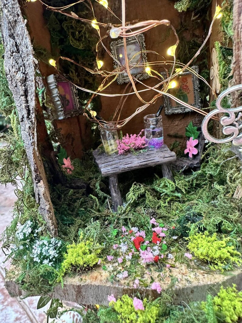 Lovely Fairy House Fairy Garden Neighborhood Large Fairy House Handmade Fairy House With Lights Outdoor Fairy House Wooden