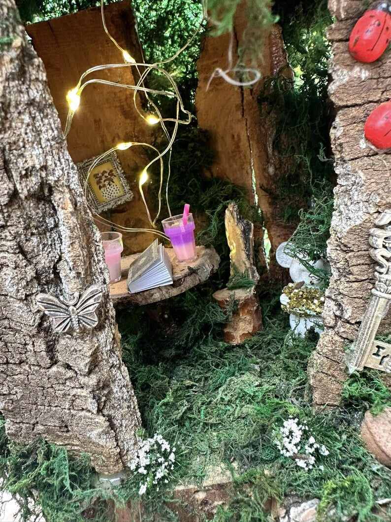 Woodland Owl Fairy House Fairy Garden Neighborhood Large Handmade Fairy House Fairy House With Lights Outdoor Owl Features Fairy House