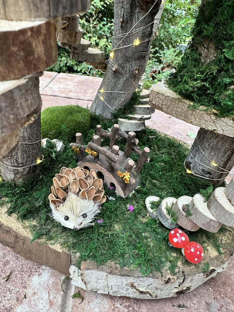Woodland Owl Fairy House Fairy Garden Neighborhood Large Handmade Fairy House Fairy House With Lights Outdoor Owl Features Fairy House