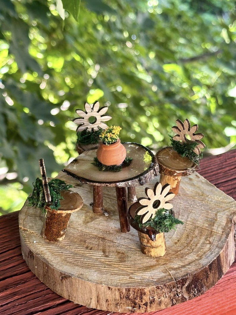 Fairy House Dining Set Fairy Garden 5 Piece Set Just Adorable Fairy House Decor
