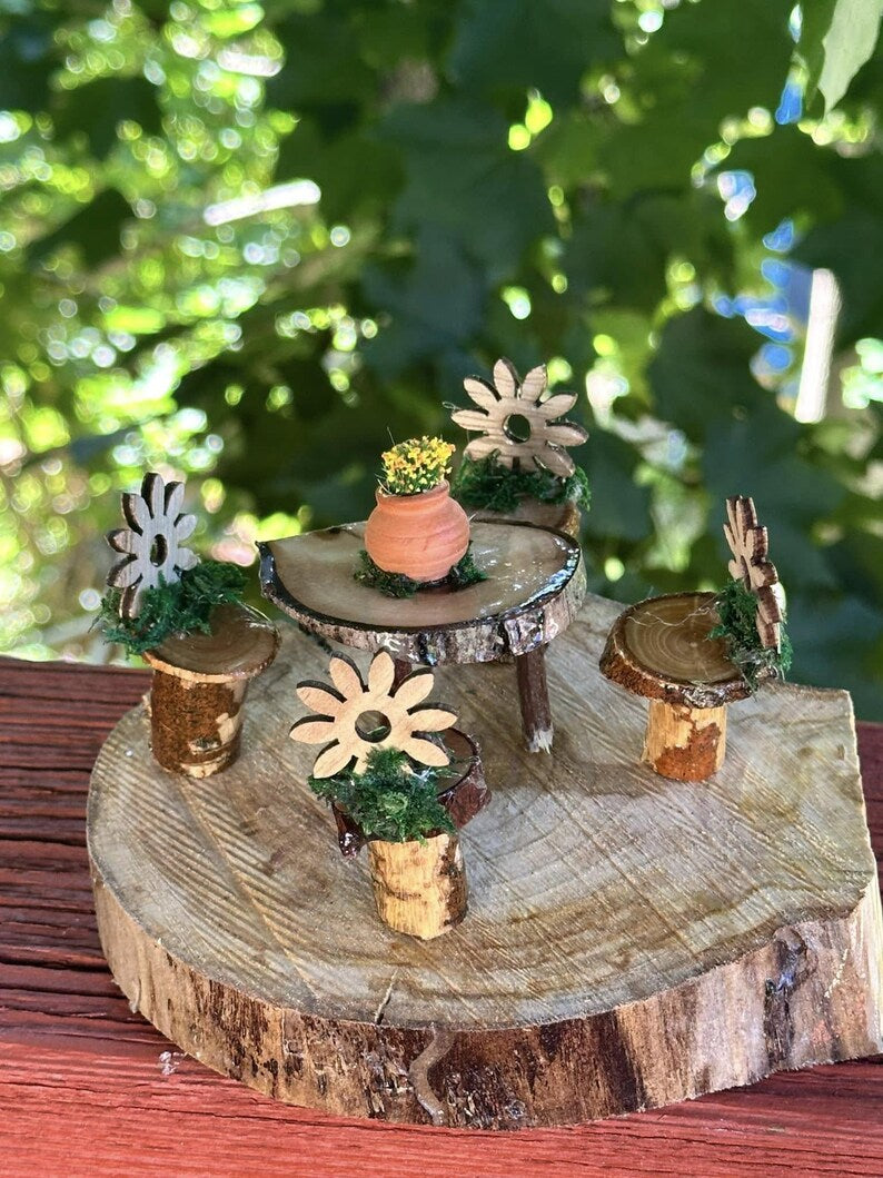 Fairy House Dining Set Fairy Garden 5 Piece Set Just Adorable Fairy House Decor