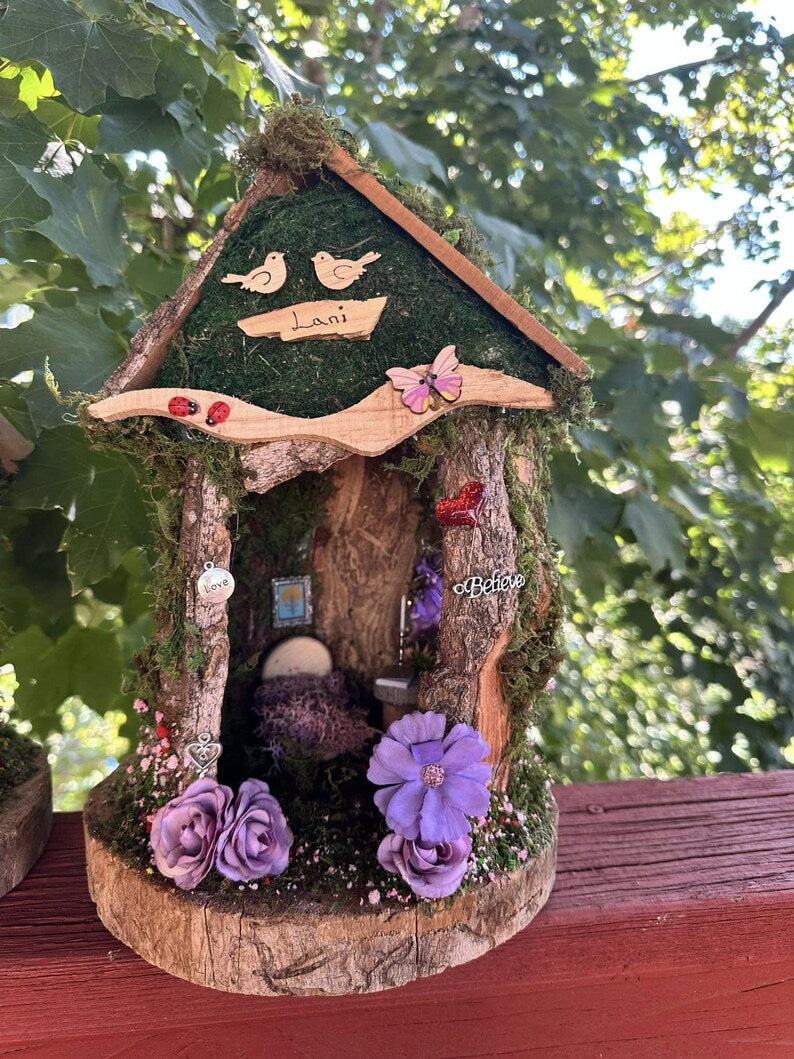 Single Fairy House Handmade Fairy Garden House Single Fairy House Decorated Inside & Out Fairy House Single Handmade Fairy Houses