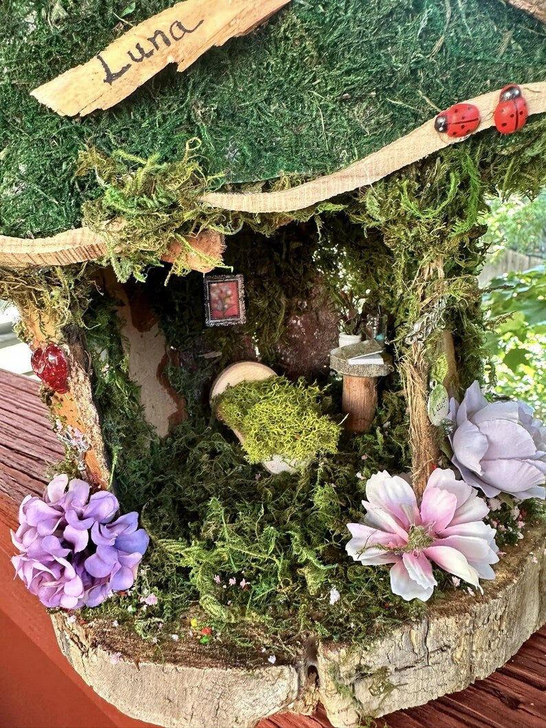 Single Fairy House Handmade Fairy Garden House Single Fairy House Decorated Inside & Out Fairy House Single Handmade Fairy Houses