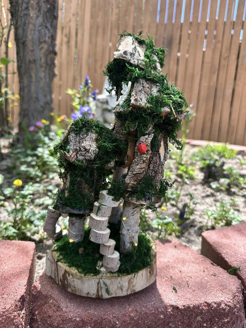 Handmade Small Fairy House Adorable With Lights Miniature Fairy House Fairy House Wooden ALL SIZES AVAILABLE