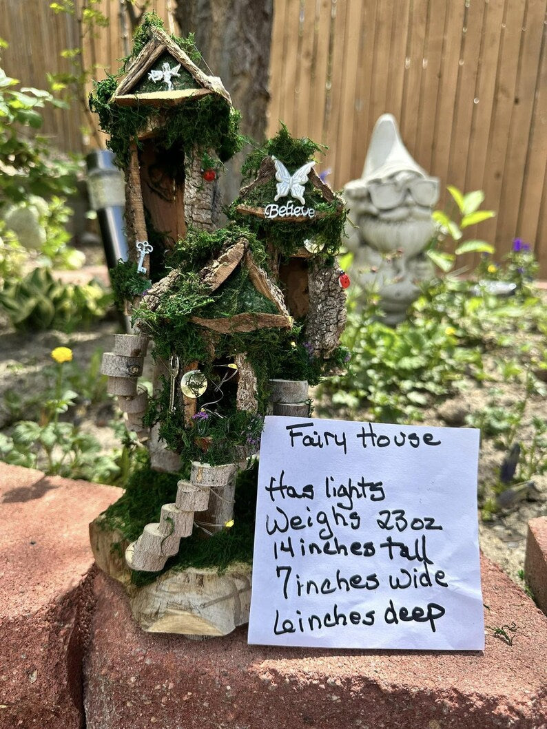 Handmade Small Fairy House Adorable With Lights Miniature Fairy House Fairy House Wooden ALL SIZES AVAILABLE