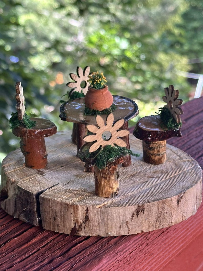 Fairy House Dining Set Fairy Garden 5 Piece Set Just Adorable Fairy House Decor