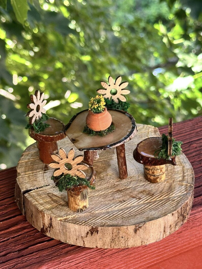 Fairy House Dining Set Fairy Garden 5 Piece Set Just Adorable Fairy House Decor