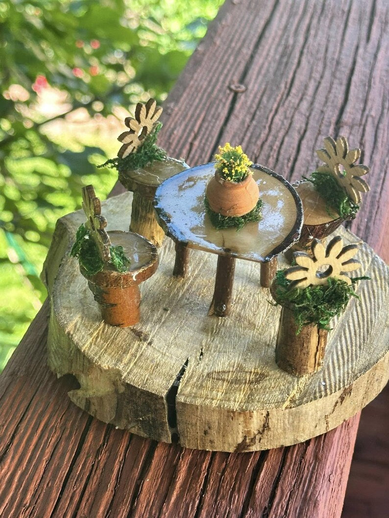 Fairy House Dining Set Fairy Garden 5 Piece Set Just Adorable Fairy House Decor