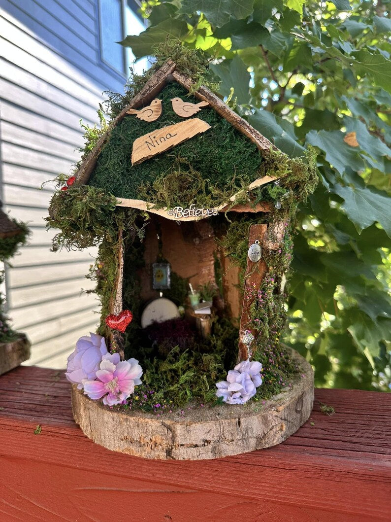 Single Fairy House Handmade Fairy Garden House Single Fairy House Decorated Inside & Out Fairy House Single Handmade Fairy Houses