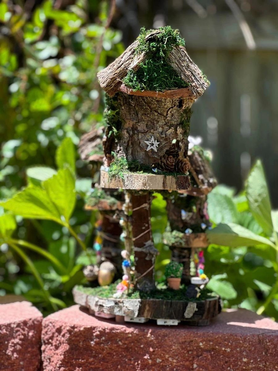 Handmade Fairy House Fully Decorated and Has Lights Fairy House, handmade fairy house, personalized gift, custom made