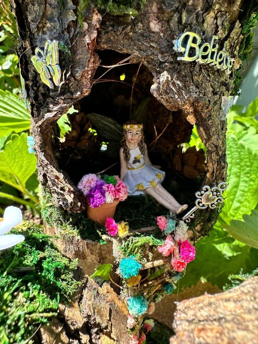 Handmade Fairy House Fully Decorated and Has Lights Fairy House, handmade fairy house, personalized gift, custom made