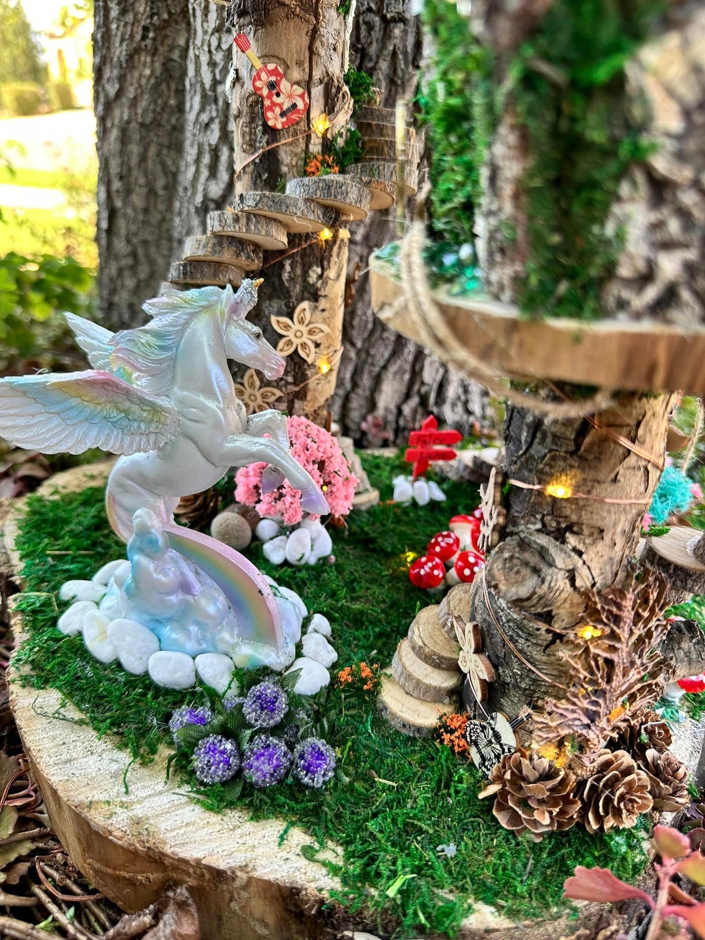 Handmade Fairy House Decorated Completely Inside and Out with Lights