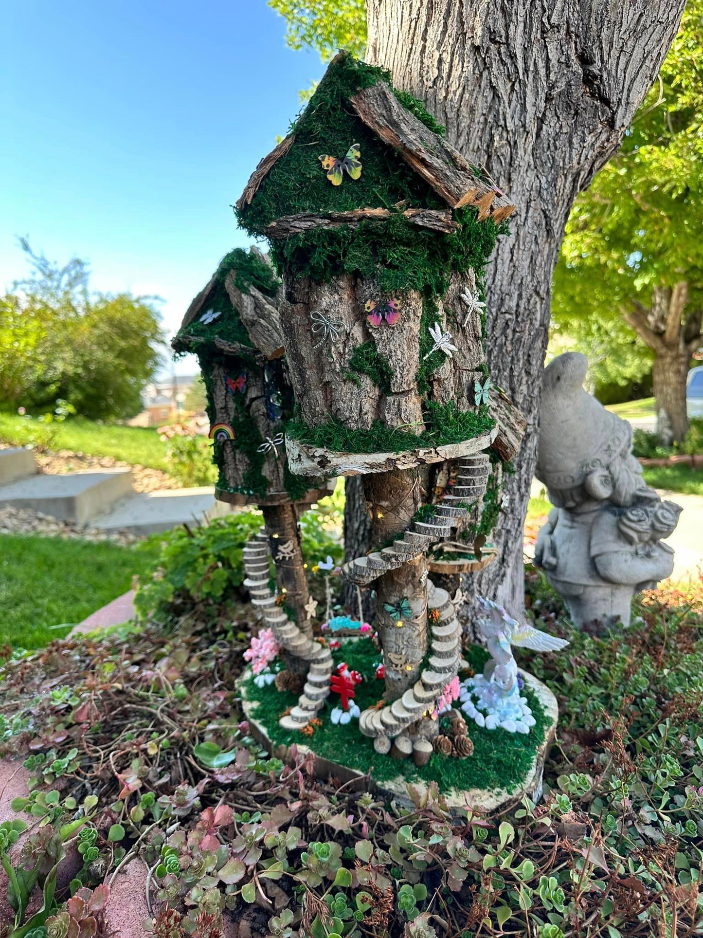 Handmade Fairy House Decorated Completely Inside and Out with Lights