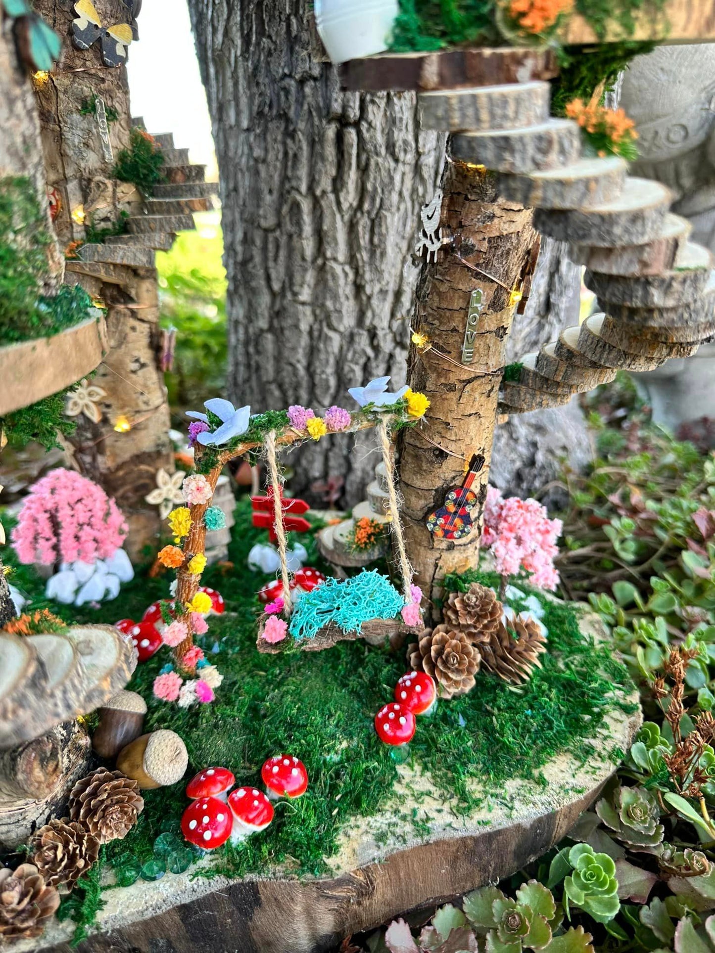 Handmade Fairy House Decorated Completely Inside and Out with Lights