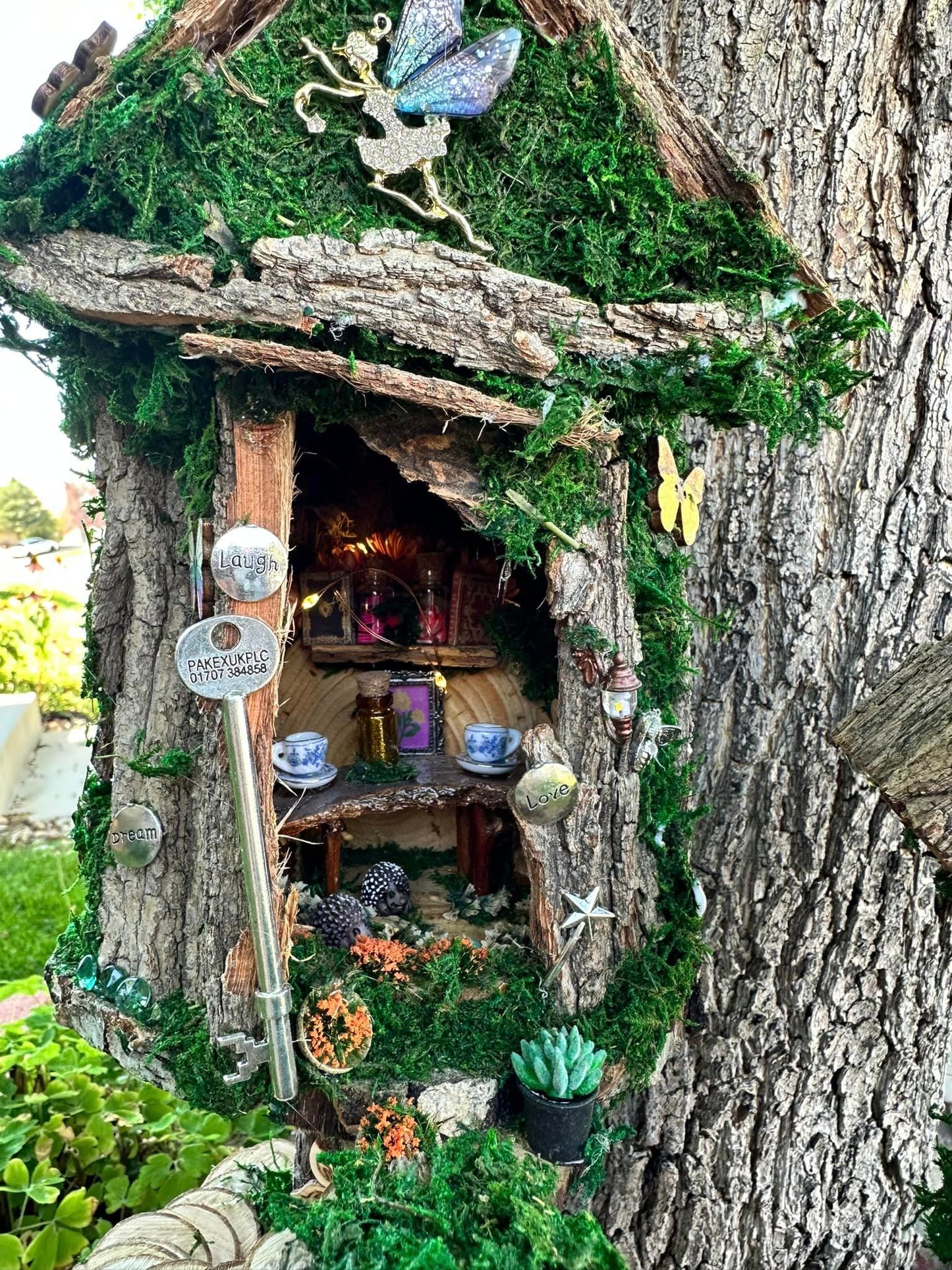 Handmade Fairy House Decorated Completely Inside and Out with Lights