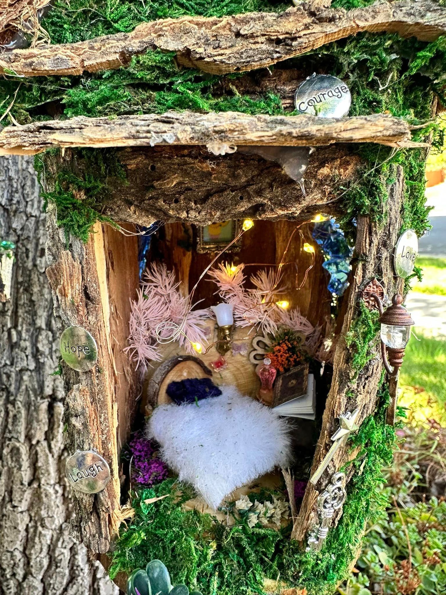 Handmade Fairy House Decorated Completely Inside and Out with Lights