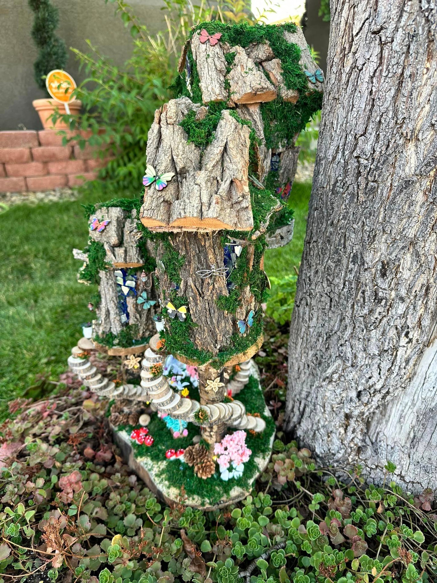 Handmade Fairy House Decorated Completely Inside and Out with Lights