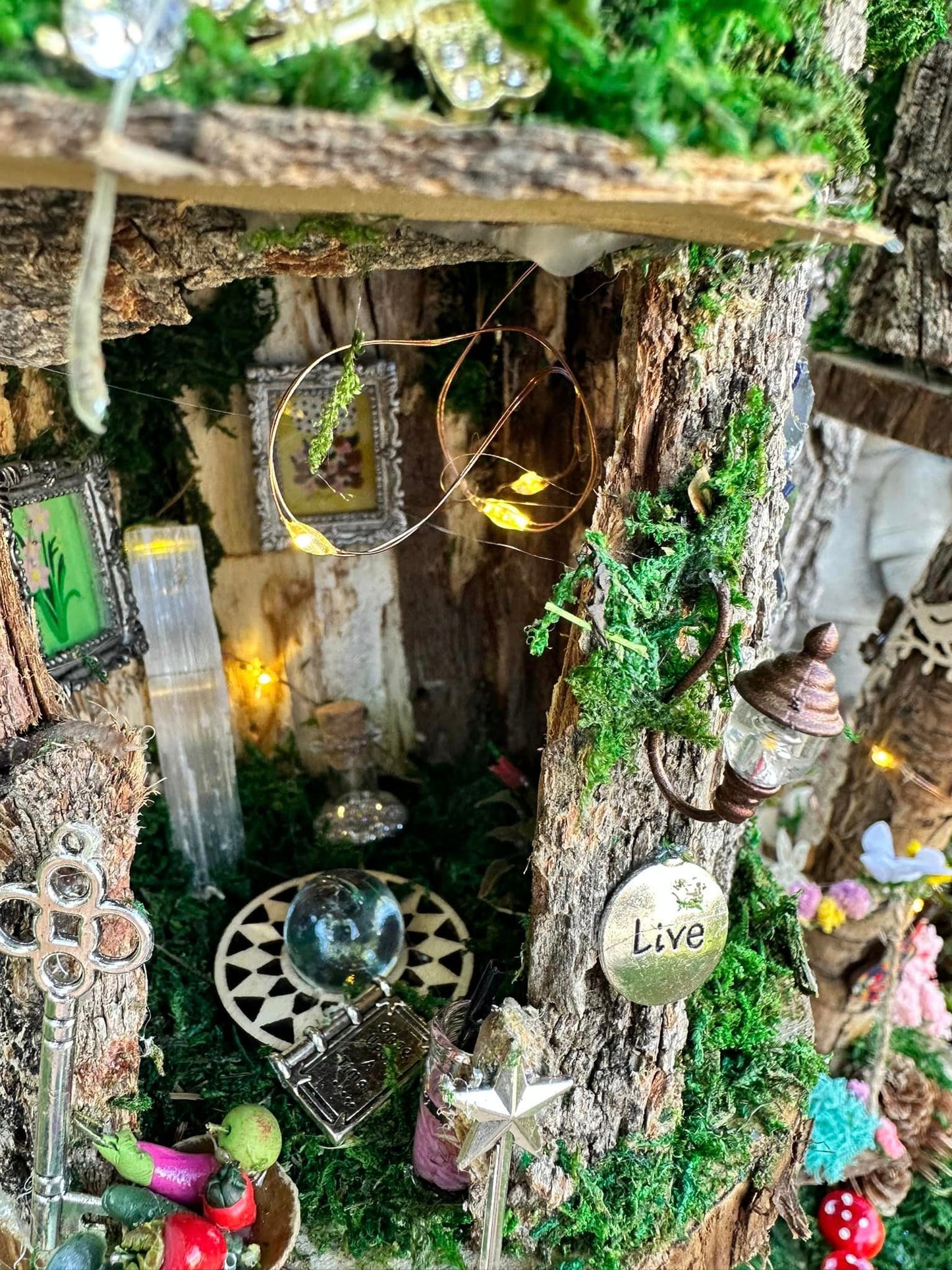 Handmade Fairy House Decorated Completely Inside and Out with Lights