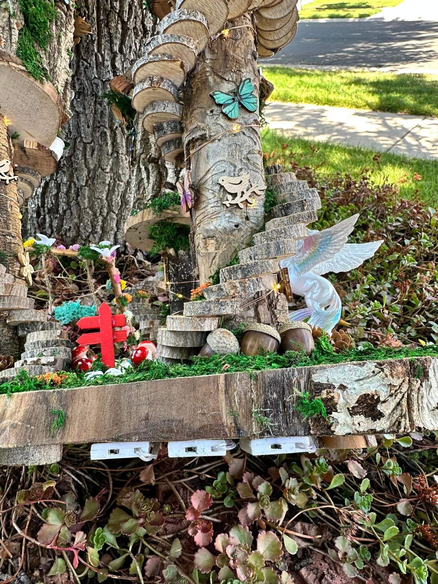 Handmade Fairy House Decorated Completely Inside and Out with Lights